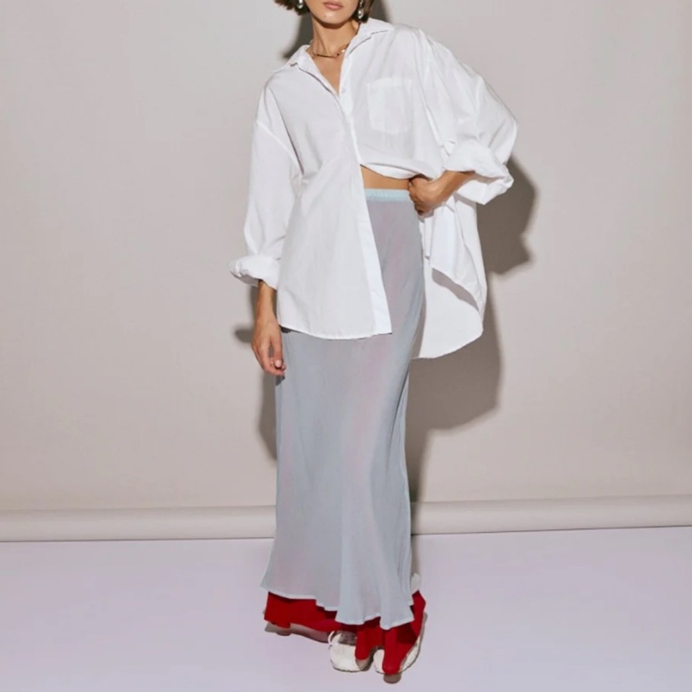 Ruffled Blue and Red Maxi Skirt